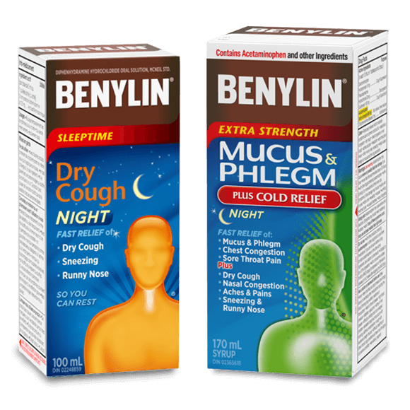 BENYLIN® Sleeptime Dry Cough for Night syrup  and BENYLIN® MUCUS & PHLEGM PLUS COLD RELIEF NIGHT Syrup