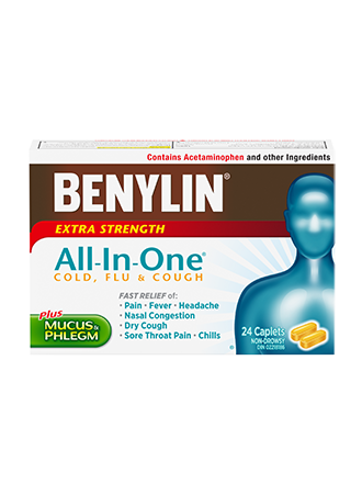 Benylin All-in-One Extra Strength for Cold, Cold, & Flu, 24 Caplets