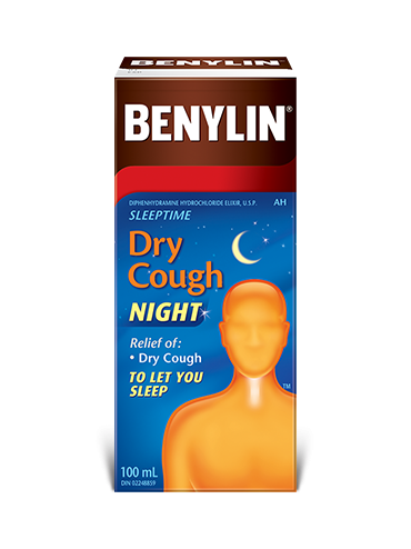 Benylin Sleeptime Dry Cough for Night syrup, 100mL. Relief of: dry couch so you can rest.