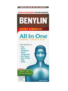 Benylin All-in-One Extra Strength Syrup for Cold, Flu & Cough, 270 ML